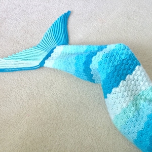 Sophie Mermaid Tail Blanket Pattern Sew-Free Child Sizes. Crochet. 1 pattern 2 products. Tail Pattern alone can wear as a 2 ways scarf image 2