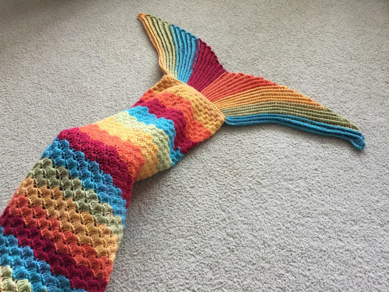 Sophie Mermaid Tail Blanket Pattern Sew-Free Adult size. Crochet. 1 pattern 2 products. Make the tail alone and wear it as a 2 ways scarf. image 3