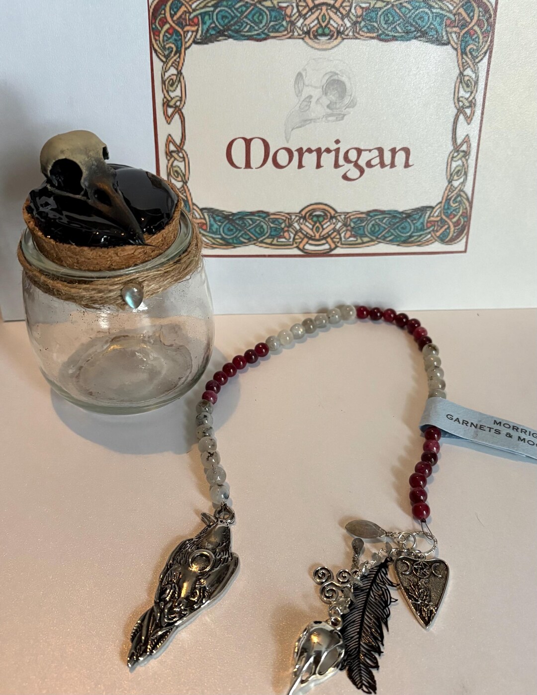 Morrigan Garnet Moonstone Ritual Altar Beads Witches Ladder Goddess ...