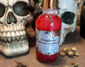2oz Persephone perfume fragrance oil infused with tourmalines Goddess  greek pomegranate altar ritual anointing