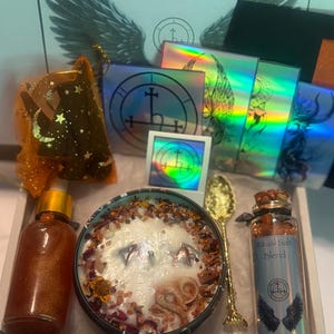 Lilith altar ritual set carnelian {oil, stickers, spoon, salt & incense, soy candle} Eve snake goddess fire and underworld