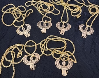 Egyptian cat lot 6x pendants stainless steel with chains Bastet cat lioness goddess