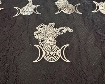 Hecate lot 15x pendants stainless steel with chains Greek triple 3 moon goddess