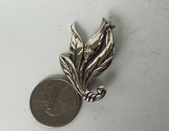 Vintage C F Marked Sterling Silver Thistle Brooch - image 1