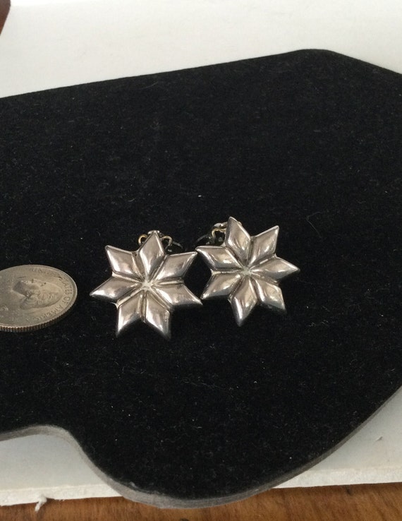 Mexican  925 Silver 6 Point Star clip on earrings… - image 2
