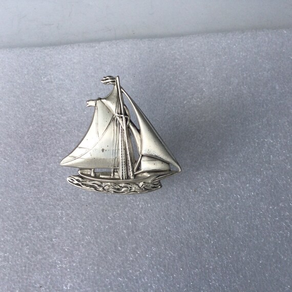 Danecraft Sterling Silver Full Mast Sail Boat Bro… - image 2