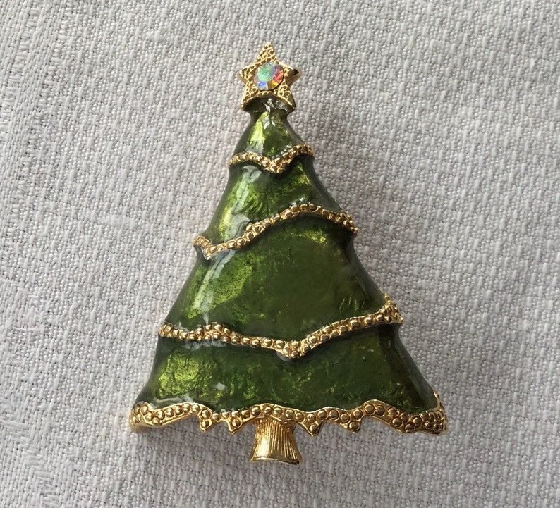 Vintage Christmas tree Brooch Aurora Borealis Star 2