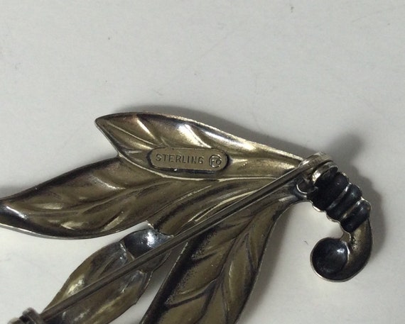 Vintage C F Marked Sterling Silver Thistle Brooch - image 3