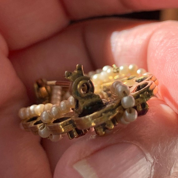 Beautiful Ruby Red Sets Faux Pearls Gold Tone Bro… - image 9