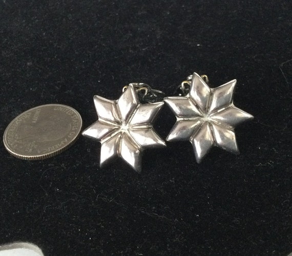 Mexican  925 Silver 6 Point Star clip on earrings… - image 1