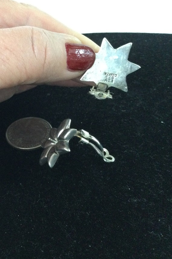 Mexican  925 Silver 6 Point Star clip on earrings… - image 4