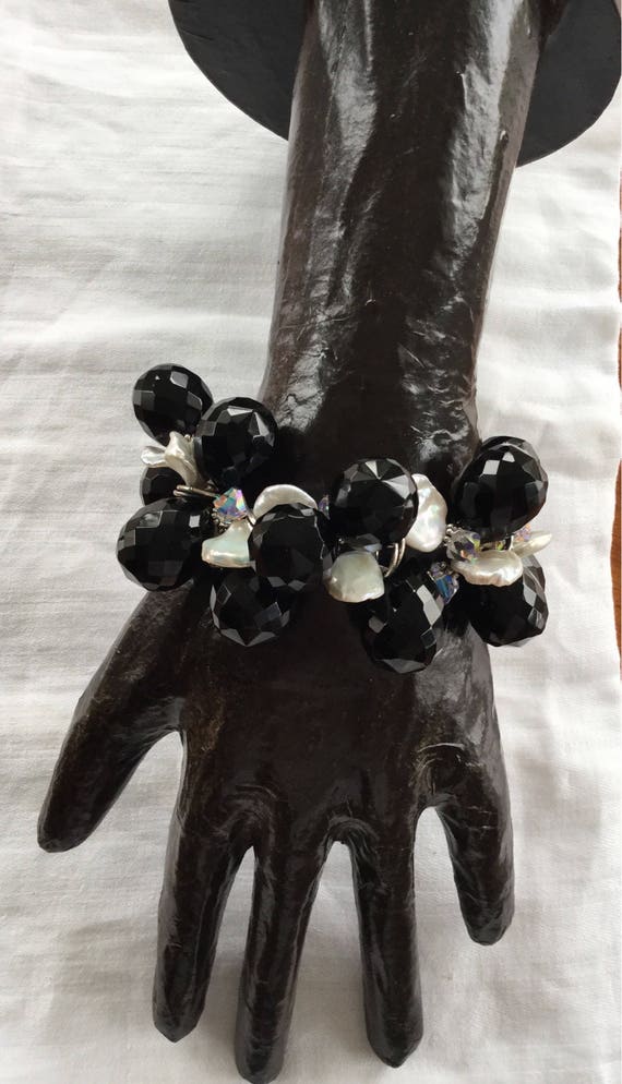 Saki Statement Bracelet Beads Sterling Silver Toggle Clasp