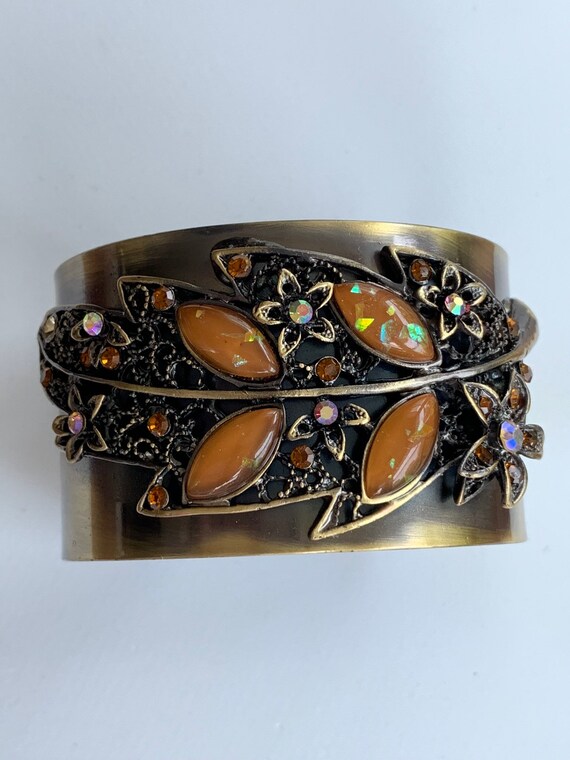 Statement Cuff Bracelet Aurora Borealis Rhineston… - image 1