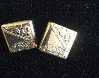 Antique Gold Filled Embosed Square Cuff Links