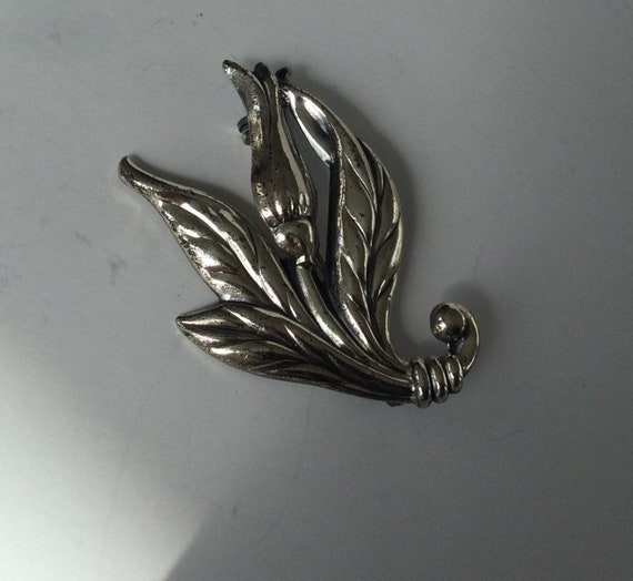 Vintage C F Marked Sterling Silver Thistle Brooch - image 2