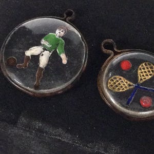 Rare Early intaglio Charms One Football One Tennis.