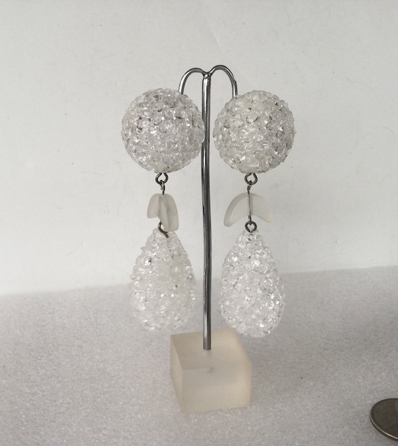Vintage Lucite Lucite Drop Dangle Statement Clip … - image 1
