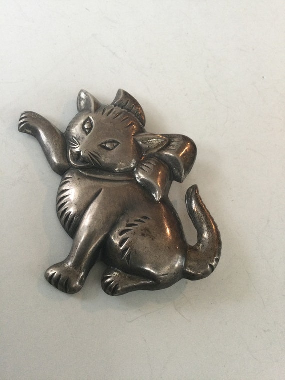 Sterling Silver Kitty Cat Brooch