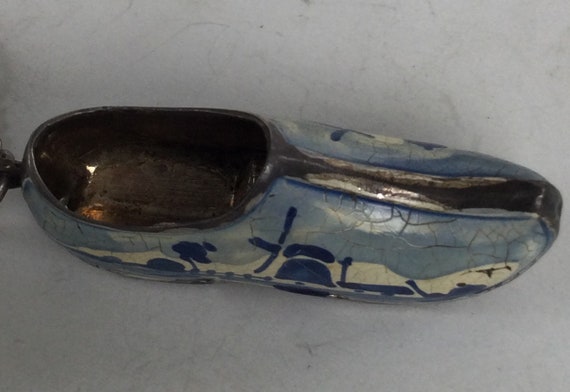 Antique Sterling 825 Wooden Shoe Delft Painted on… - image 2