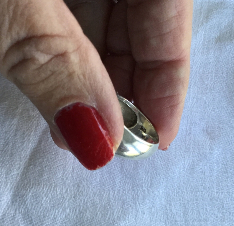 Sterling Silver Dome Ring Mother of Pearl Inserts Size 5 12