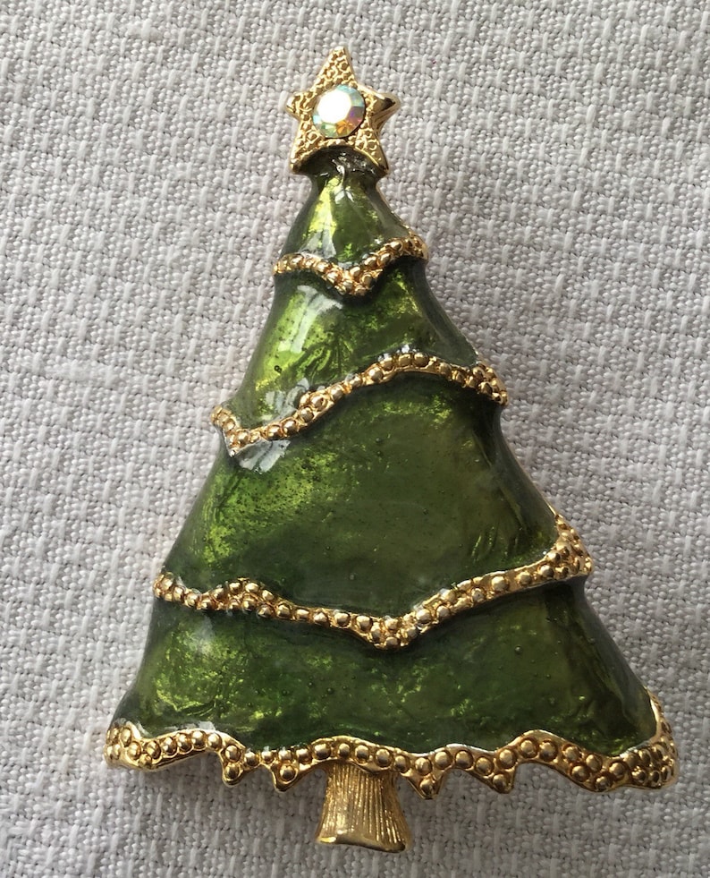 Vintage Christmas tree Brooch Aurora Borealis Star 2