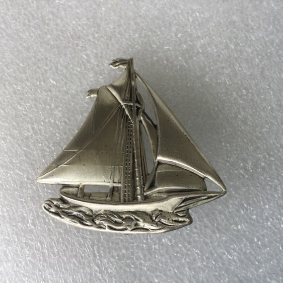 Danecraft Sterling Silver Full Mast Sail Boat Bro… - image 1