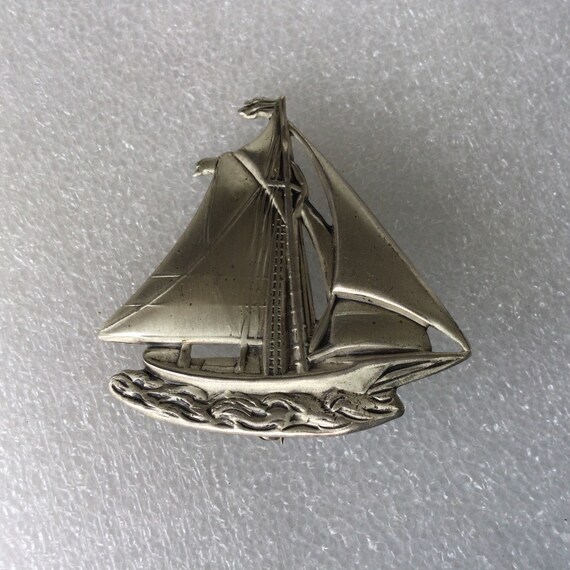 Danecraft Sterling Silver Full Mast Sail Boat Bro… - image 4