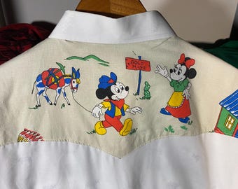 Upcycled Mickey Mouse Western Shirt