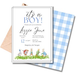 Peter Rabbit Baby Shower Invitation-Boy
