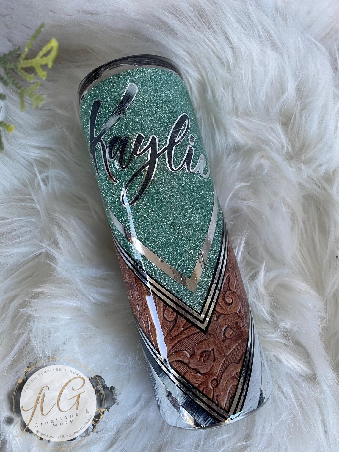 Western tooled leather cowhide tumbler Etsy