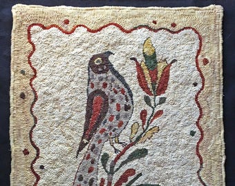 1820 Bird Fraktur Rug Hooking Pattern, Linen