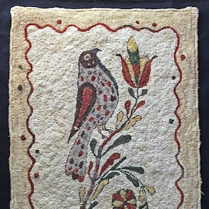 1820 Bird Fraktur Rug Hooking Pattern, Linen