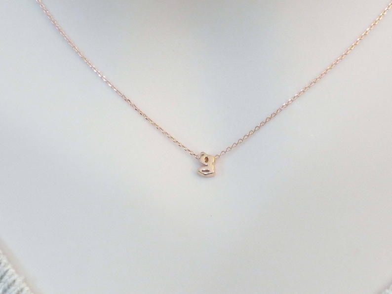 Personalized necklace, Small letter necklace, Lower case initial necklace, Rose gold necklace, Gift for women Gift for sister image 2