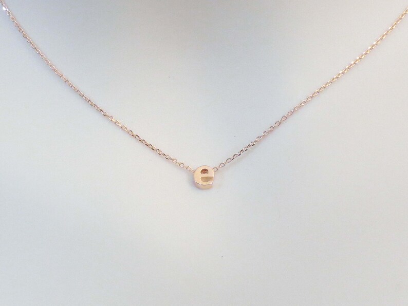 Personalized necklace, Small letter necklace, Lower case initial necklace, Rose gold necklace, Gift for women Gift for sister image 1
