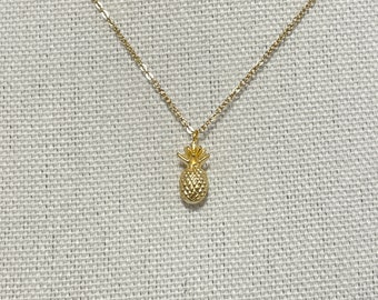 Collar con colgante de piña jugosa, dulce y adorable, ideal para mujeres y niñas. Joyería con dije de piña en oro rosa, plata y oro.