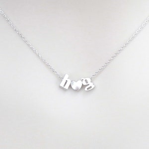 Personalized necklace Lower case initial + heart + Lower case initial necklace Gold Silver necklace Monogram necklace 3 initial necklace