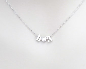 Personalized necklace Lower case initial + heart + Lower case initial necklace Gold Silver necklace Monogram necklace 3 initial necklace