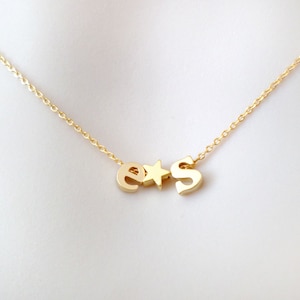 Lower case, Initial + Star + Initial, Small letter, Gold, Silver, Necklace, Lovers, Friends, Mom, Sister, Gift