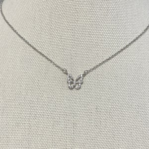 Crystal Sparkling Cubic Zirconia CZ Butterfly Pendant Necklace, Butterfly Charm Jewelry for Women, Gift Butterfly Necklace for Girls