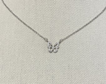 Crystal Sparkling Cubic Zirconia CZ Butterfly Pendant Necklace, Butterfly Charm Jewelry for Women, Gift Butterfly Necklace for Girls