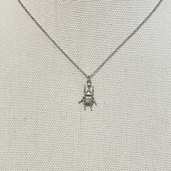 Tiny Cute Beetle Necklace, Nature Insect Necklace, Animal Necklace, Beetle Pendant Necklace, Gold Insect, Silver Beetle, Necklace for Gift