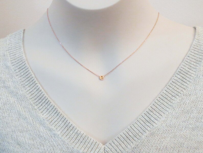 Personalized necklace, Small letter necklace, Lower case initial necklace, Rose gold necklace, Gift for women Gift for sister image 3