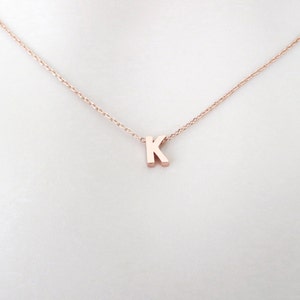 Personalized necklace Rose gold color necklace Capital letter necklace Upper case necklace Alphabet necklace Letter necklace Friendship gift