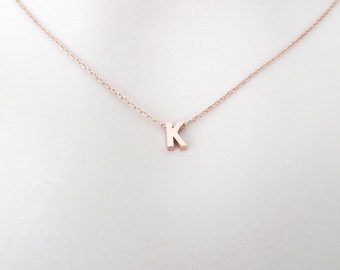 Personalized necklace Rose gold color necklace Capital letter necklace Upper case necklace Alphabet necklace Letter necklace Friendship gift