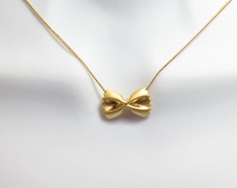 Pasta necklace Ribbon necklace Gold Silver Rose gold necklace Farfalle necklace Gift idea Gift for her Gift for him Gift for Mom