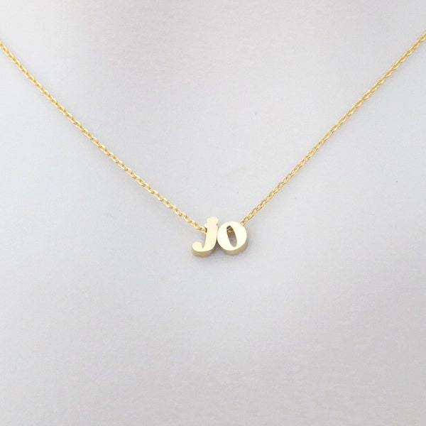 Two lower case initial necklace, 2 initial necklace, Double initial necklace, Personalized necklace, Letter necklace, Gift for women