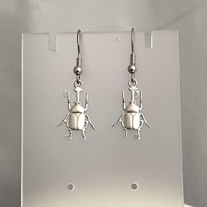 Gold and Silver Beetle Earrings for Women and Girls, Beetle Insect Pendant Jewelry for a Gift, Beetle Dangle Drop Earrings for Her
