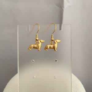 Dachshund Dog Earrings – Gold Plated Hypoallergenic Dangle Earrings – Cute Puppy Jewelry for Dog Lovers – Minimalist Animal Earrings Gift