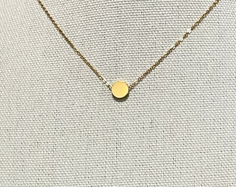 Simple Gold Circle Round Necklace, Karma Necklace, Simple and Elegant Gold Disk Necklace, Minimal Dainty Jewelry for Women, Gift for Her