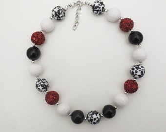 Dalmatian Bead Necklace, Fun Unique Bead Necklace for Women, Statement Necklace for Her